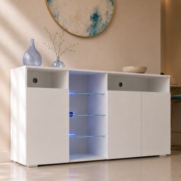 Buffet Salon modèle Clark L couleur blanc brillant