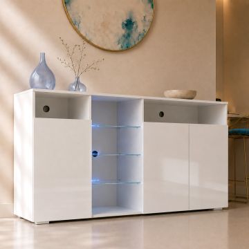 Buffet Salon modèle Clark L couleur blanc brillant