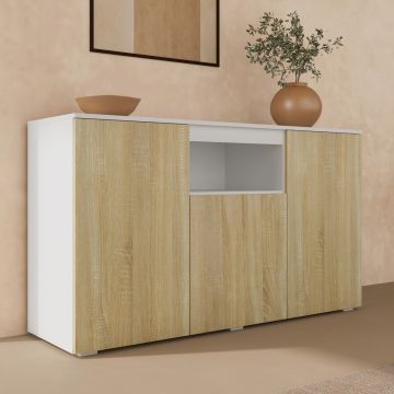 Buffet Salon modèle Nevada couleur blanc et sonoma brillant