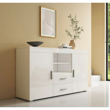 Buffet Salon modèle Roque couleur blanc brillant