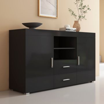 Buffet Salon modèle Roque couleur noir brillant