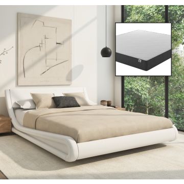 Lit design Alessia - blanc avec Matelas Texas 150x190cm