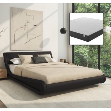 Lit design Alessia - noir avec Matelas Texas 140x190cm