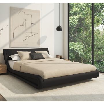 Lit double Alessia - noir pour Matelas 135x190cm