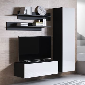 Combinaison de meubles Luke 1D noir et blanc (1,6m)