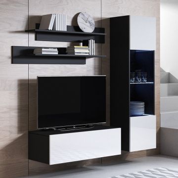 Combinaison de meubles Luke 3D noir et blanc (1,6m)