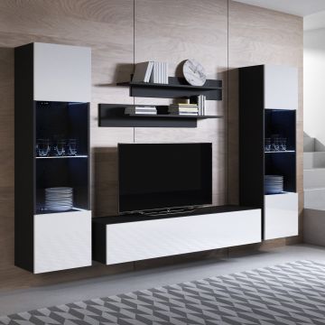 Combinaison de meubles Luke 9D noir et blanc (2,6m)