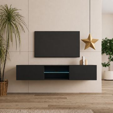 Meuble TV modèle Tibi (160 cm) noir brillant