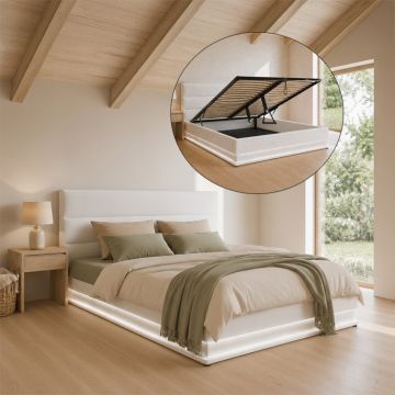Lit coffre design Nitas - blanc (180x200cm)
