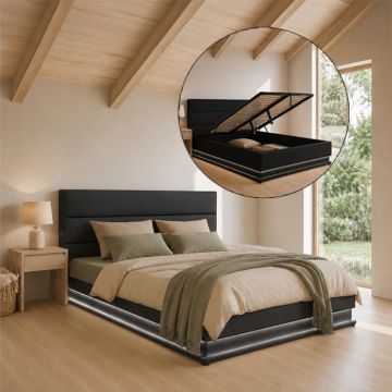 Lit coffre design Nitas - noir (150X190cm)
