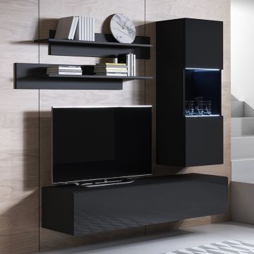 Combinaison de meubles Luke 6B noir (1,6m)