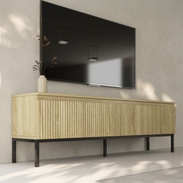 FRMeuble TV cannelé modèle Logan couleur Sonoma
