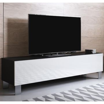 meuble-tv-luke-h2-160x30-pieds-aluminium-noir-blanc_1