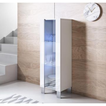 Vitrine modèle Luke V2 (40x138cm) couleur blanc avec pieds en aluminium