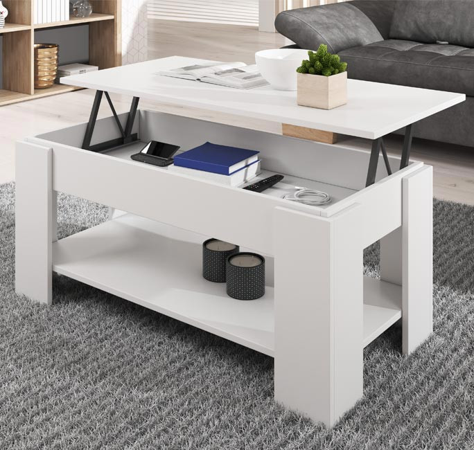 Table Basse Relevable Blanche