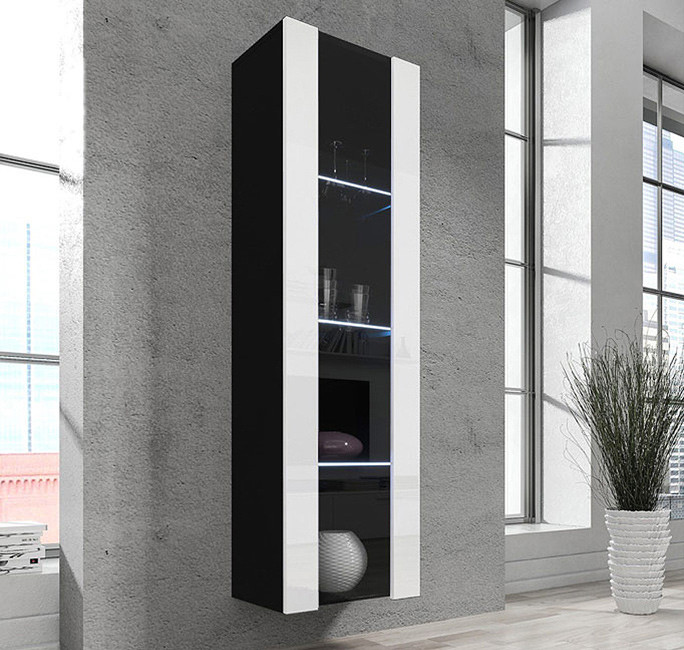 Armoire Mural Modele Capri Noir Et Blanc