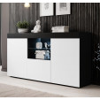 Buffet Salon modèle Natolia couleur noir et blanc mate 150 x 83 cm.