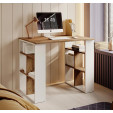 Table de bureau modèle Urban avec des étagères dans ses pieds en couleur blanc et pin