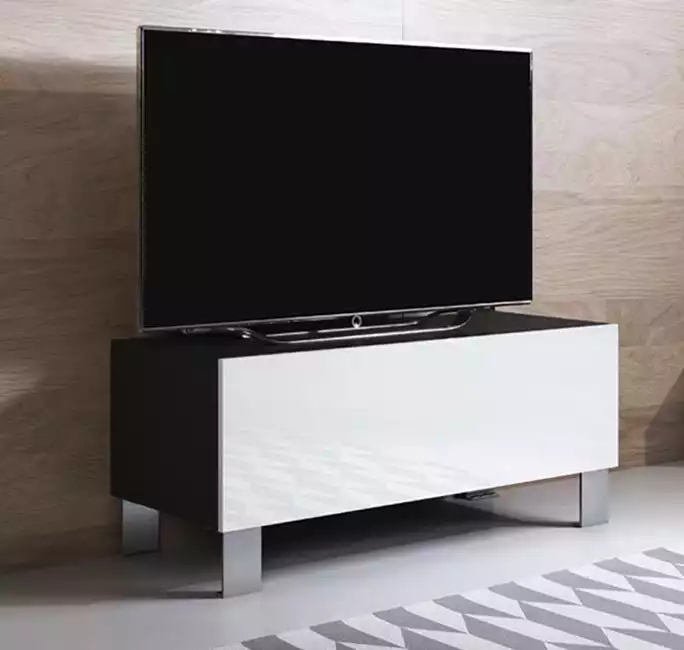 meuble-tv-luke-h1-100x30-pieds-aluminium-noir-blanc.
