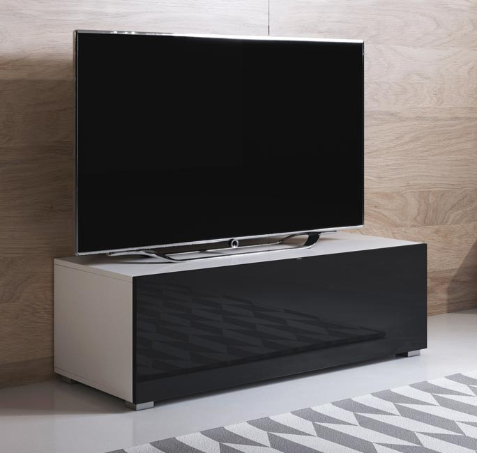 meuble-tv-luke-h1-100x30-pieds-blanc-noir