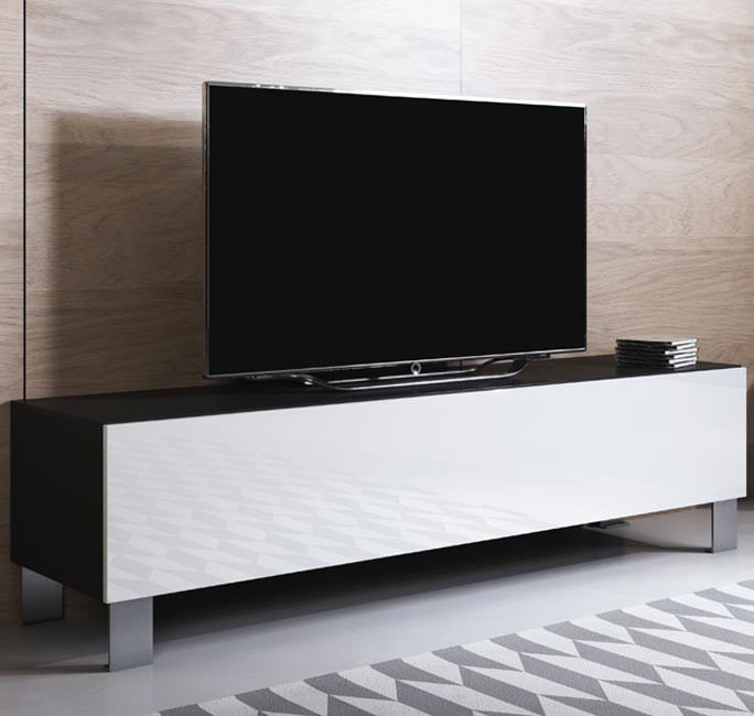 meuble-tv-luke-h2-160x30-pieds-aluminium-noir-blanc