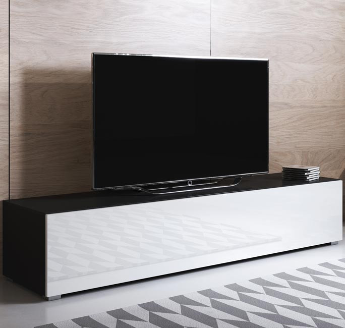 meuble-tv-luke-h2-160x30-pies-noir-blanc