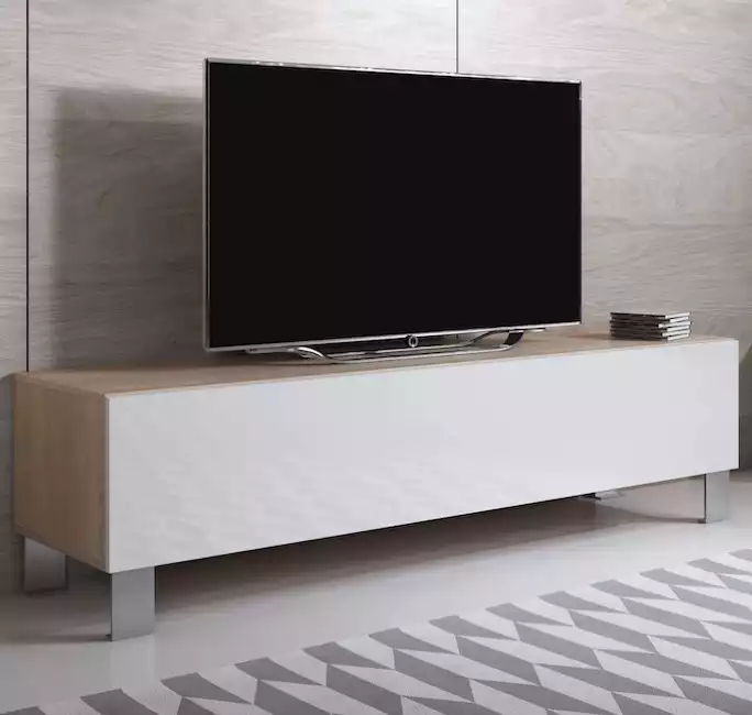 mueble-tv-luke-h2-160x30-pieds-aluminium-sonoma-blanc