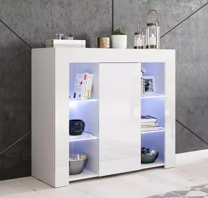 Buffet Salon modèle Lilian de couleur blanc brillant