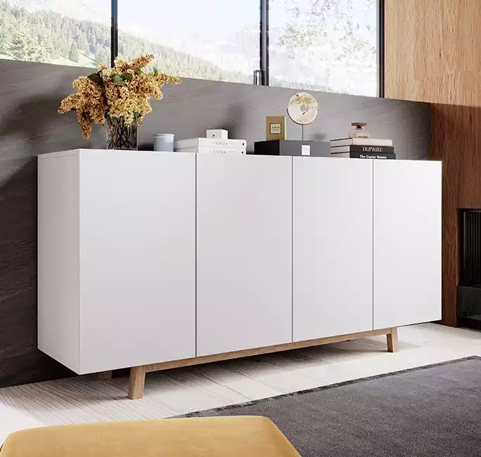 Buffet Salon modèle Siena couleur blanc mate