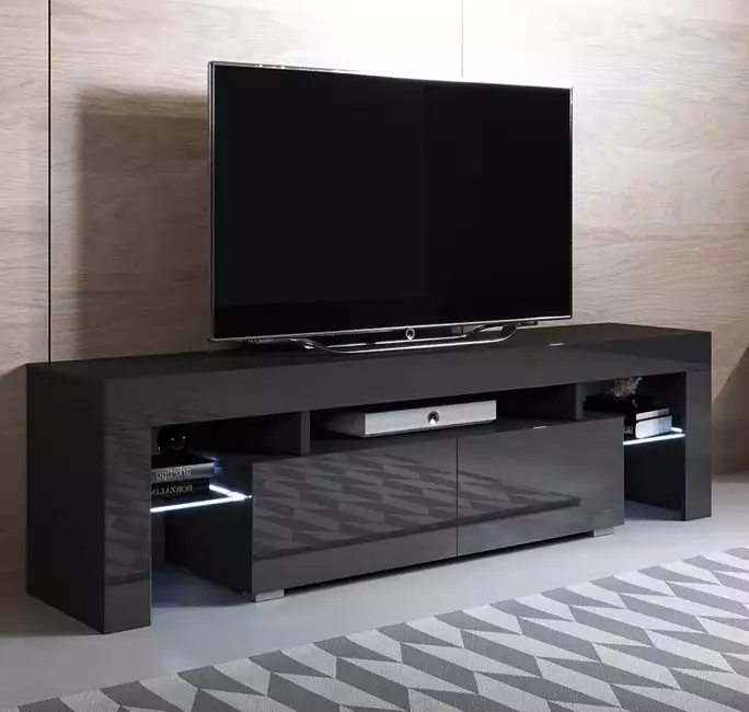 Meuble TV modèle Unai (160x45cm) couleur noir avec LED RGB