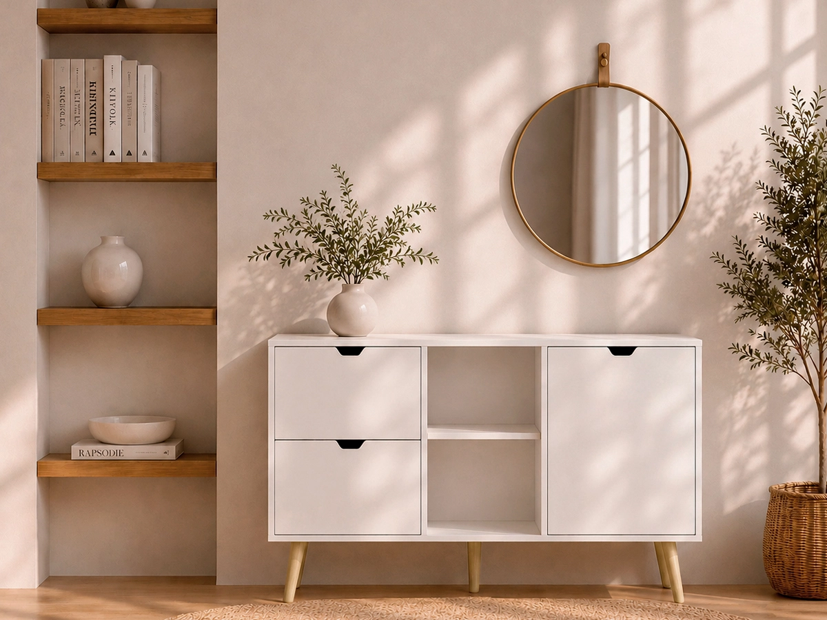 Buffet Salon modèle Leo couleur Bianco opaco